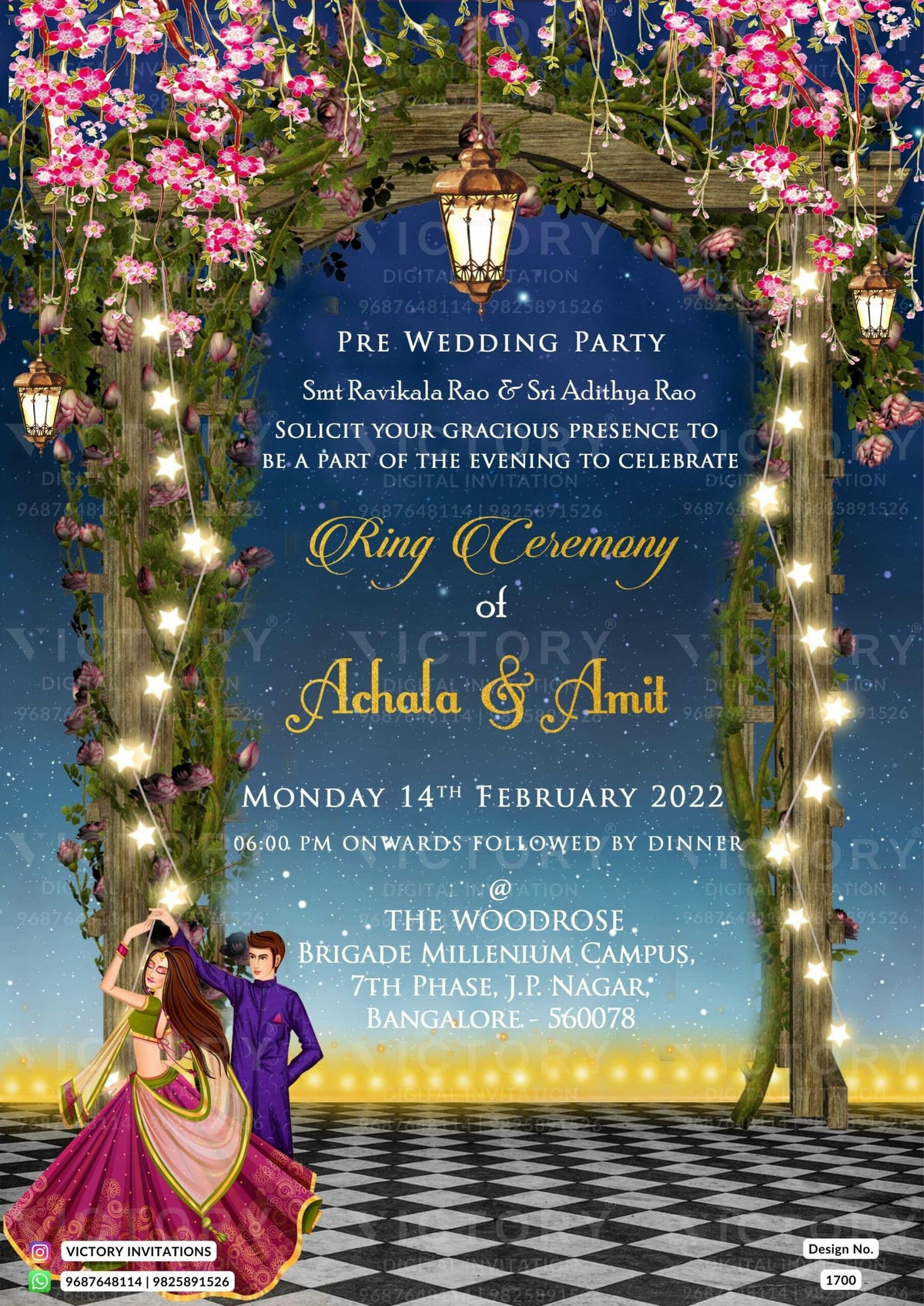 "Stunning Floral-Themed, vintage wooden arch frame Digital Wedding Invitation Cards "