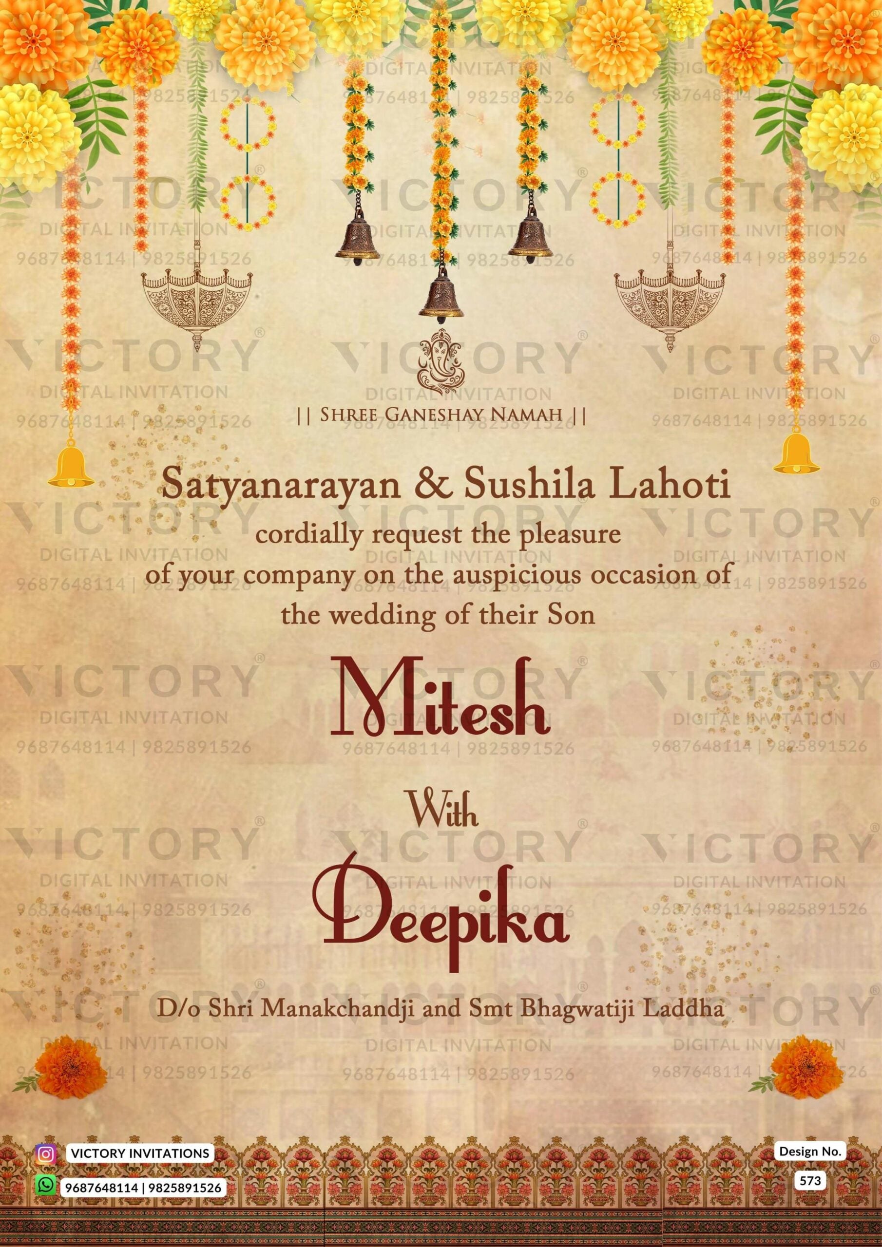 Pastel and Vibrant Shaded Lavish Indian Wedding Invitations with Festive Indian Scenery Backdrops