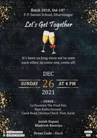 Get Together Party invitation card in english language with glittery theme design 2068