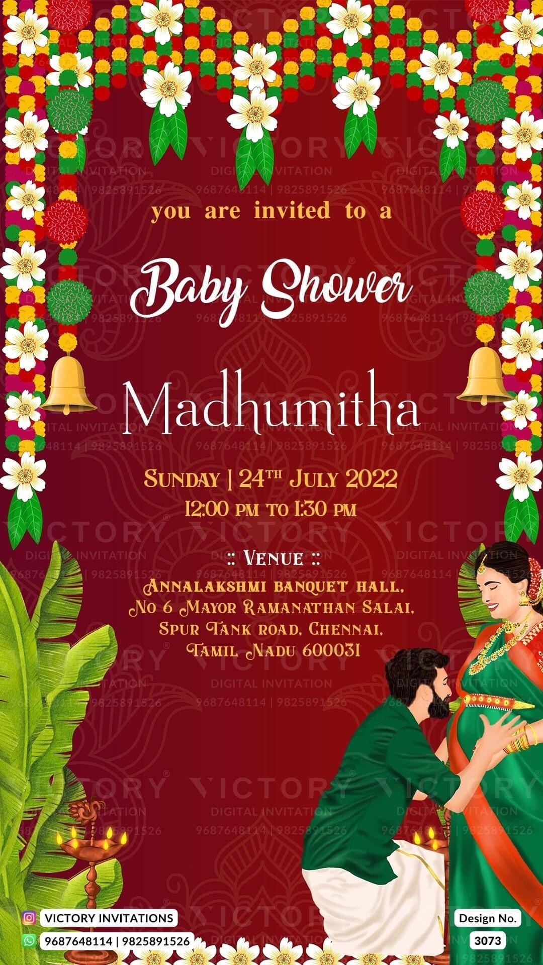 Baby Shower ceremony invitation card in english language with