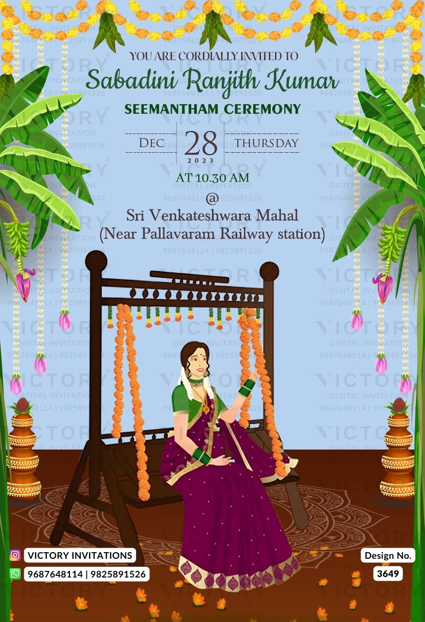 Traditional Seemantham Ceremony Invitation Seemantham Invitation