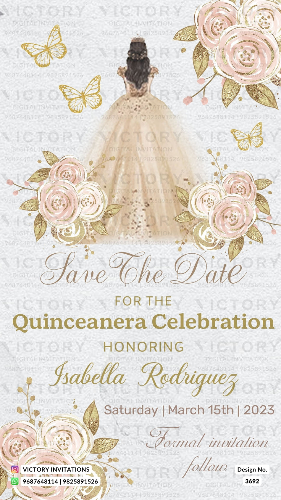 Sweet 16 Birthday party invitation card for girl in english language with flowers, leaveas as floral theme design 3692