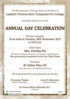 Annual Function invitation card in english language with golden frame as minimalistic theme design 4252