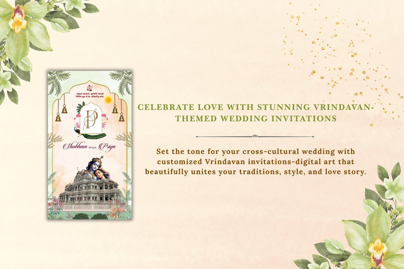 Celebrate Love with Stunning Vrindavan-Themed Wedding Invitations