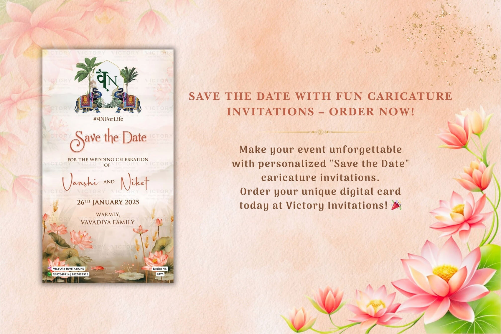 "Save the Date with Fun Caricature Invitations – Order Now!"