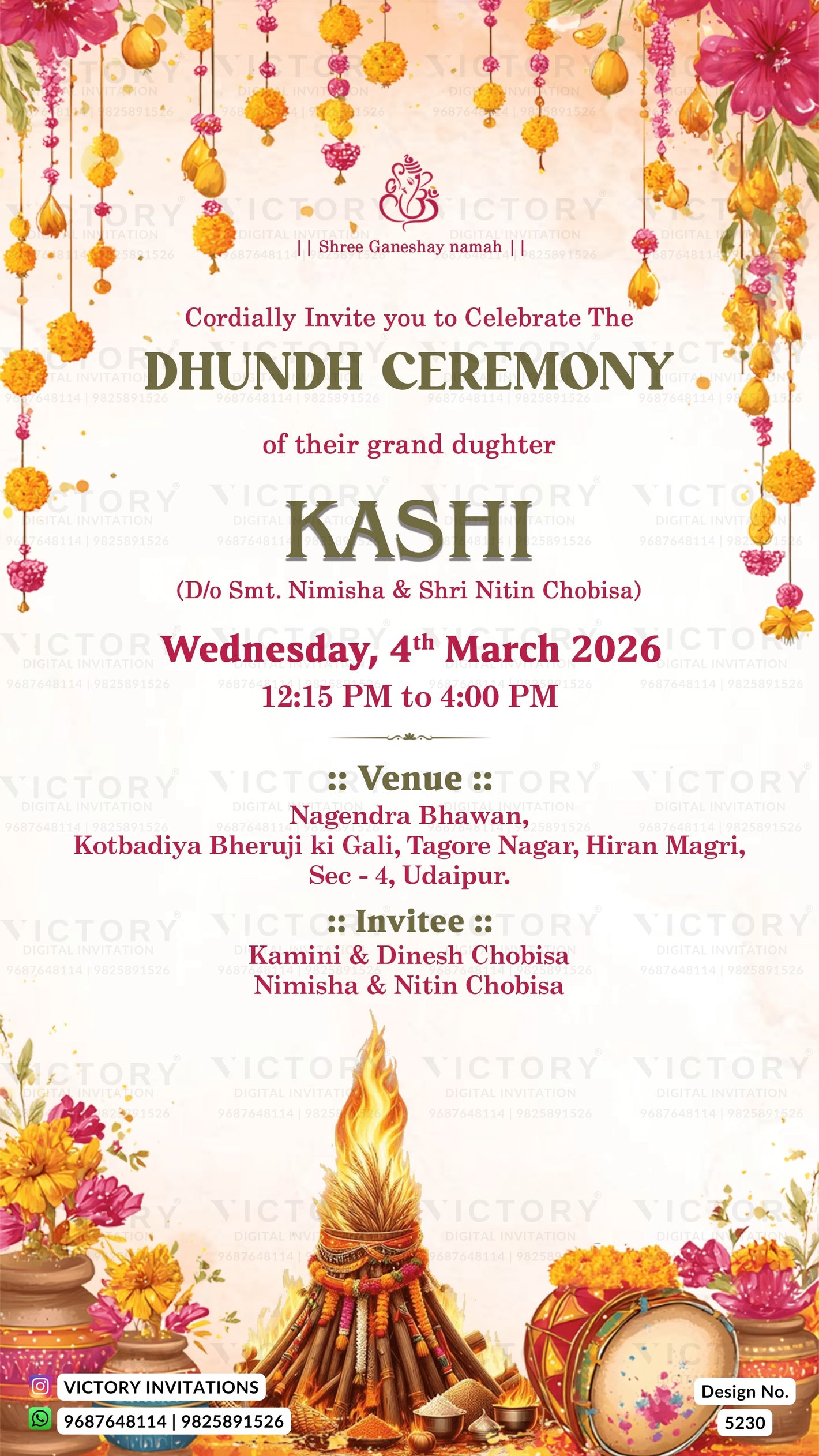 Kashi Dhund Ceremony Digital Invitation Card