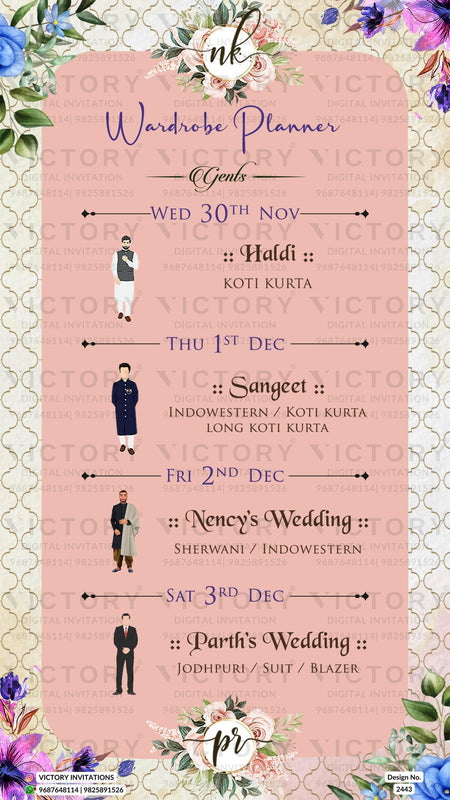 "The Exquisite Wardrobe Planner Card in Pearl Bush and Chrome White, Enhanced by Enchanting Doodles" Design no. 2443