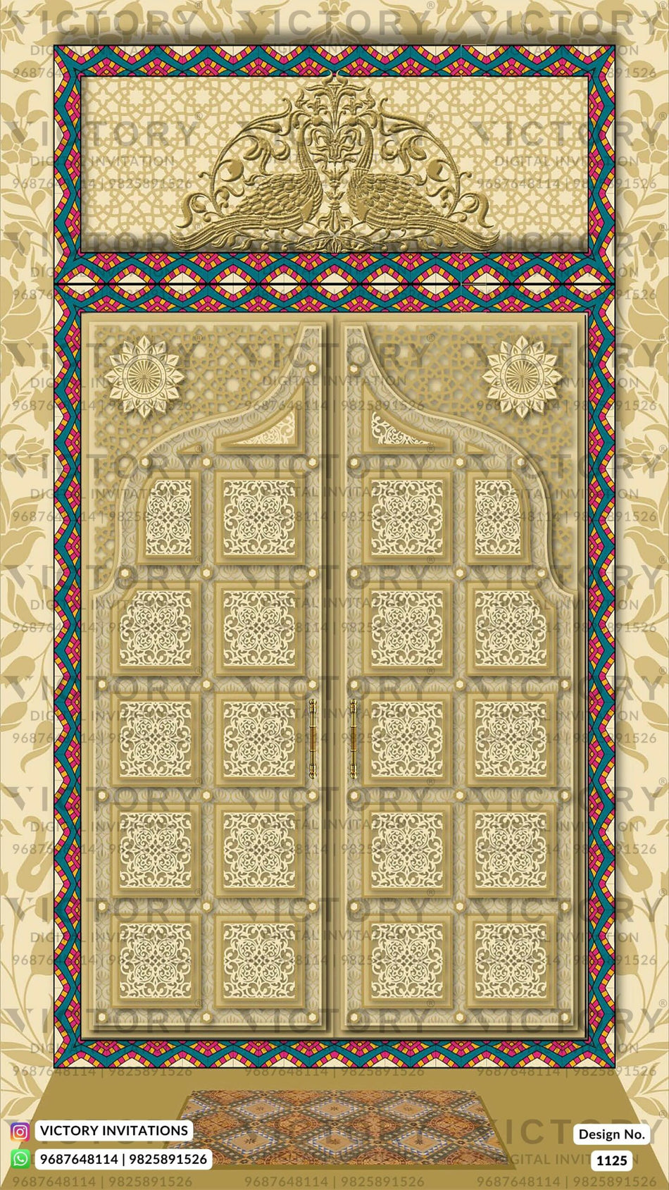 Wedding ceremony invitation card of hindu gujarati patel family in English language with Traditional theme design 1125