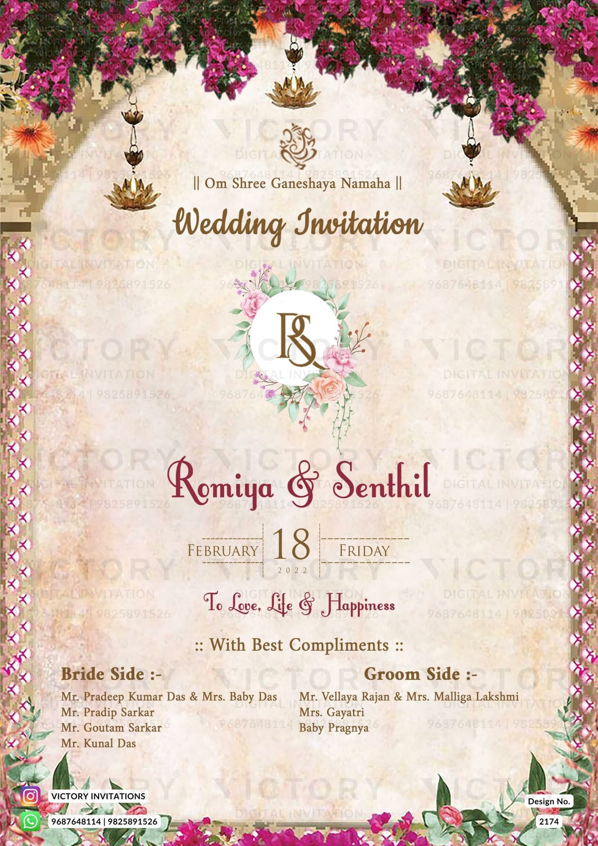 Wedding ceremony invitation card of hindu punjabi haryanvi family in English language with minimalistic theme design 2174