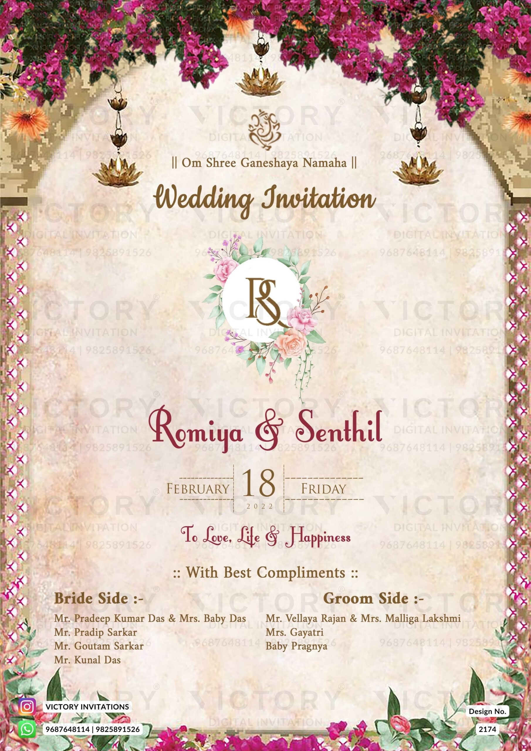 Wedding ceremony invitation card of hindu punjabi haryanvi family in English language with minimalistic theme design 2174