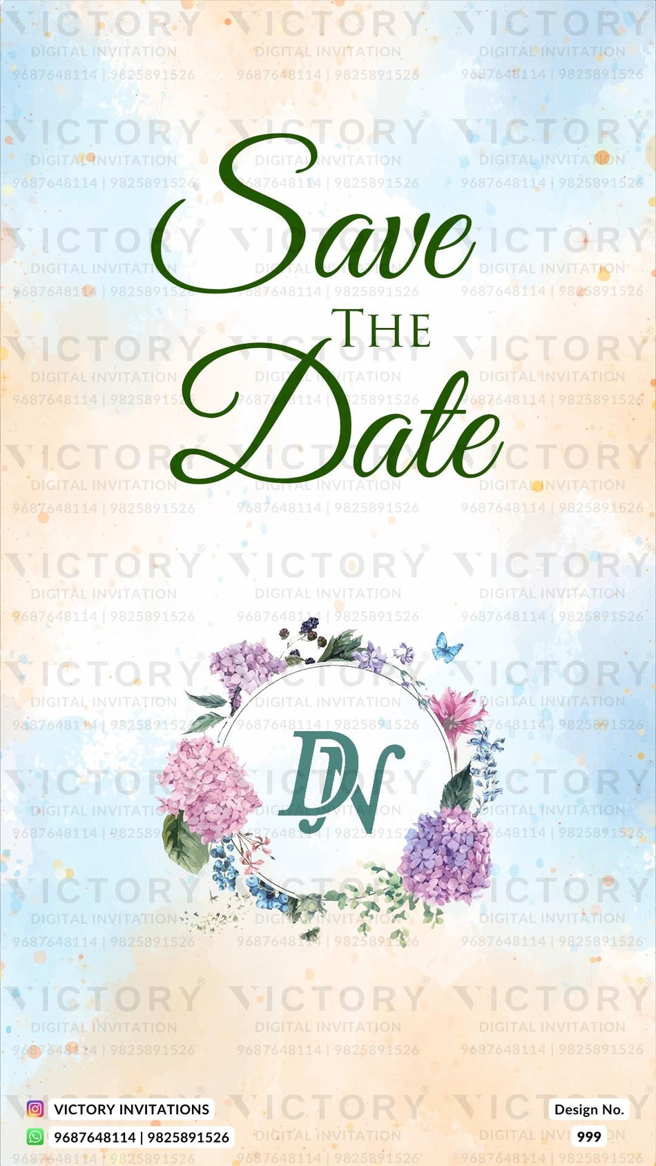 Wedding ceremony invitation card of hindu gujarati marwari family in English language with floral theme design 999