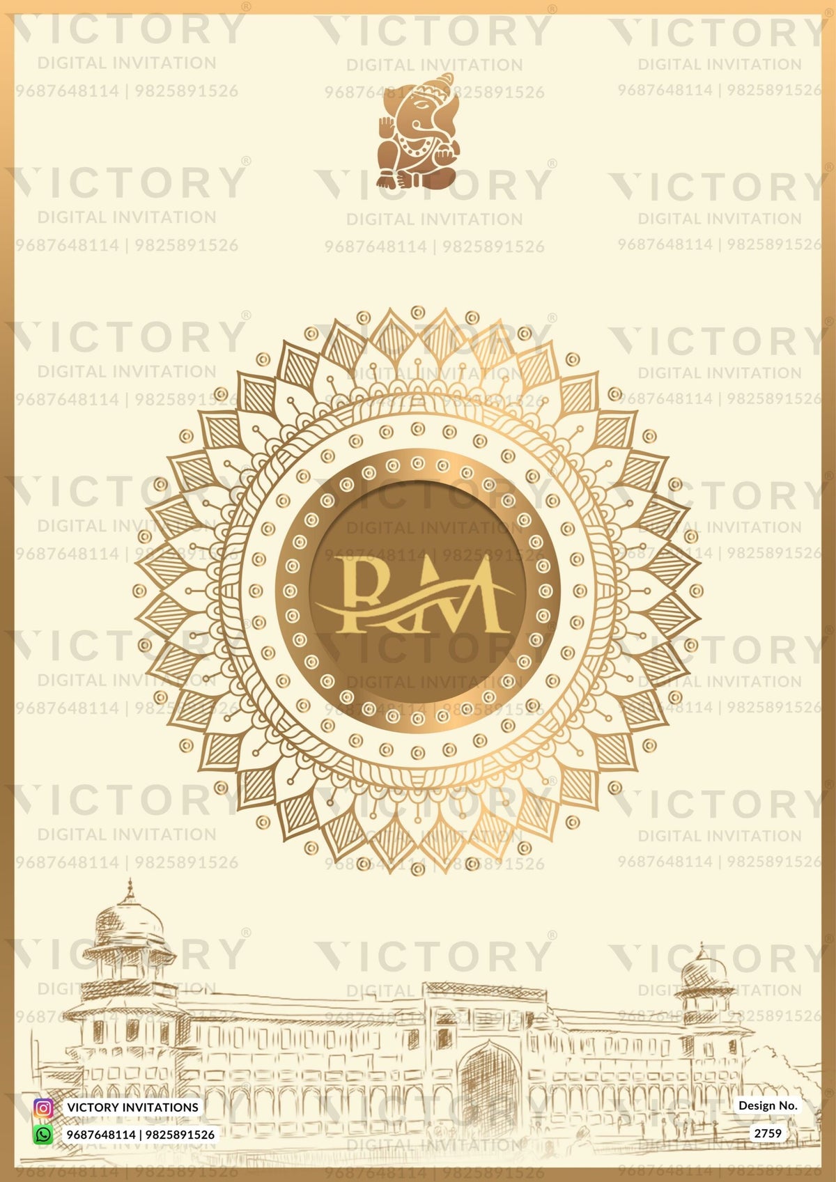 Wedding ceremony invitation card of hindu maharashtrian marathi family in English language with minimalistic theme design 2759
