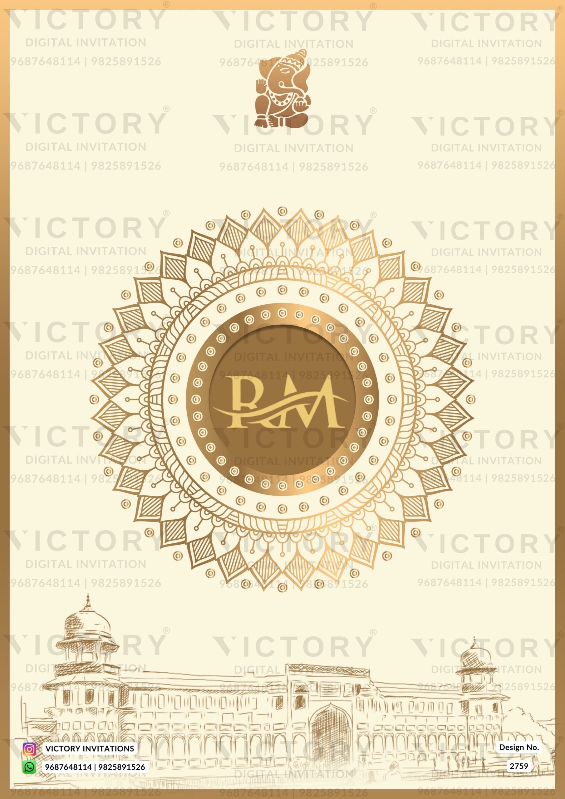 Wedding ceremony invitation card of hindu maharashtrian marathi family in English language with minimalistic theme design 2759