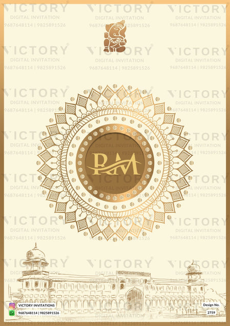 Wedding ceremony invitation card of hindu maharashtrian marathi family in English language with minimalistic theme design 2759