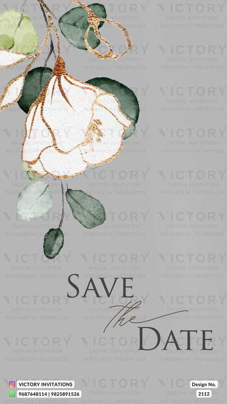Wedding ceremony invitation card of hindu north indian family in English language with artistic flowers theme design 2112
