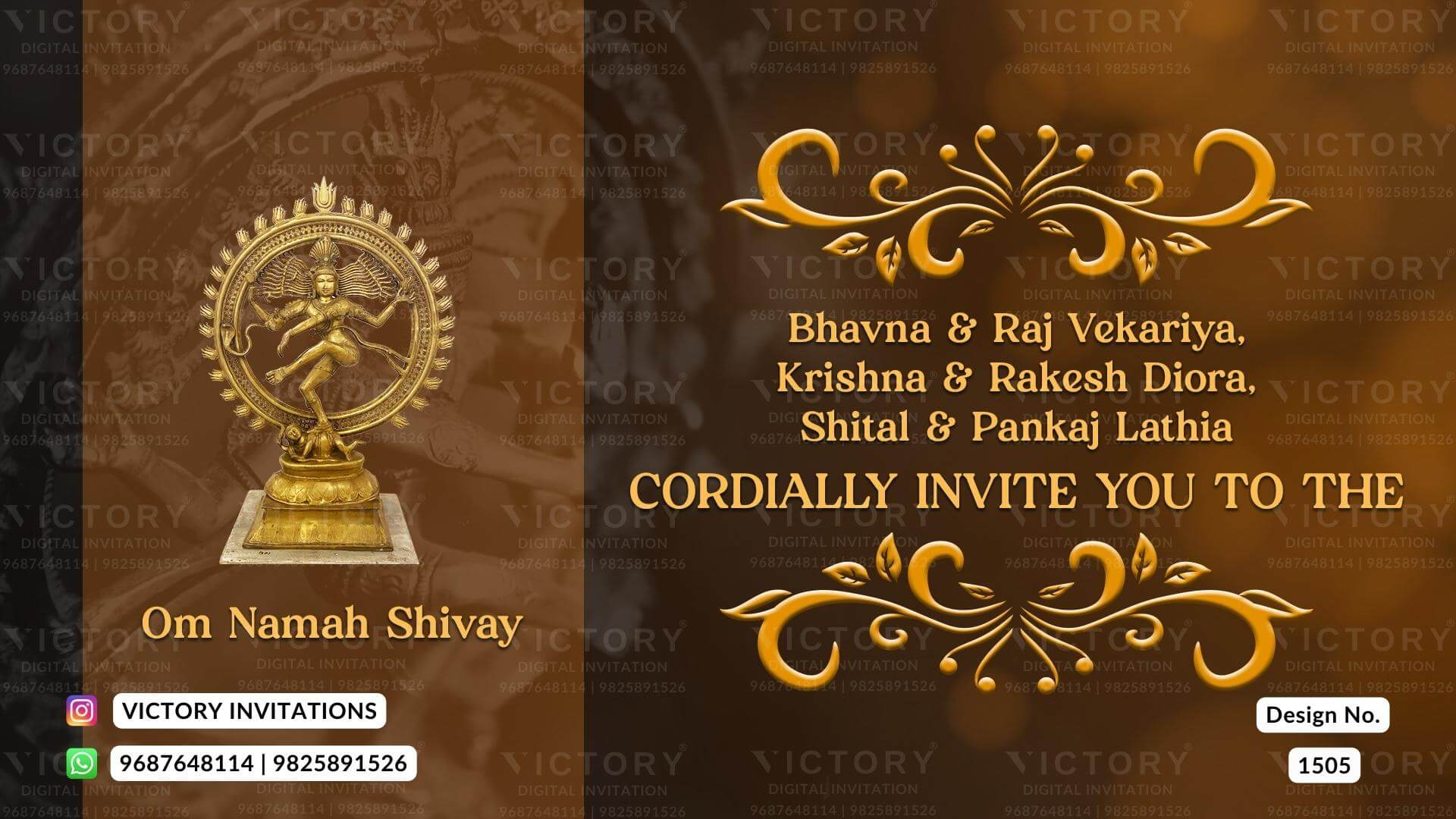 Arangetram Ceremony invitation card in english language with vintage theme design 1505