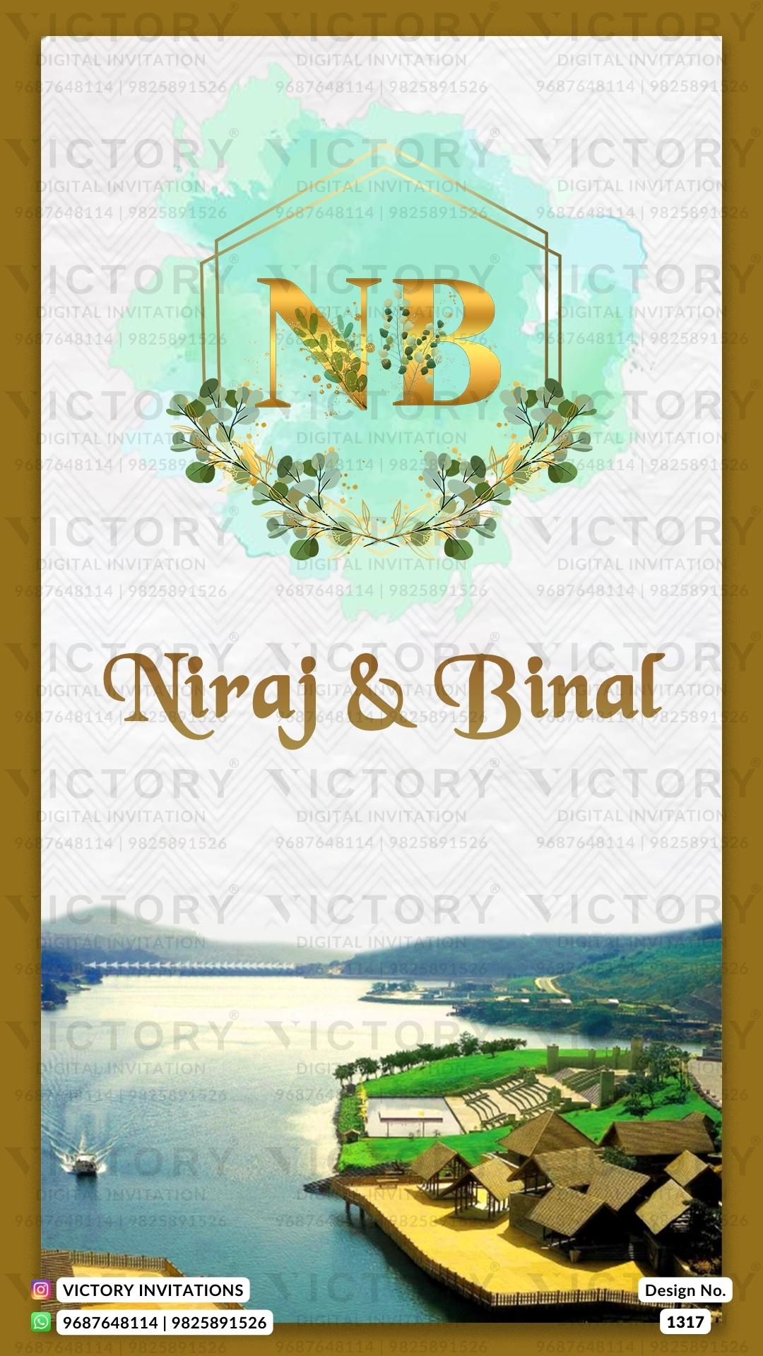 Save the Date card in english language with romantic theme design 1317