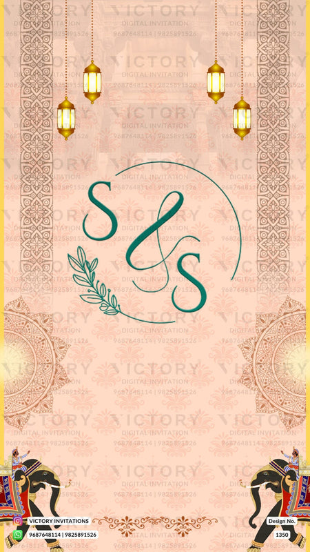 Wedding ceremony invitation card of hindu south indian kannada family in English language with traditional theme design 1350