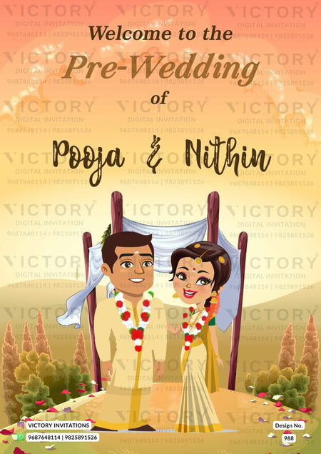 Wedding Welcome Standee design in english language with mountain theme design 988
