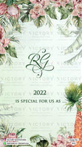 50th Wedding Anniversary invitation card in English language with couple photo, flowers as floral theme design 3031