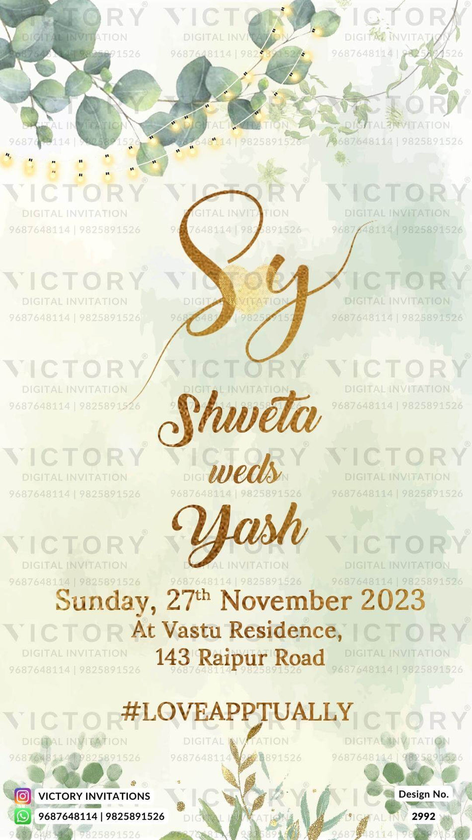 Wedding ceremony invitation card of hindu punjabi haryanvi family in English language with Royal theme design 2992