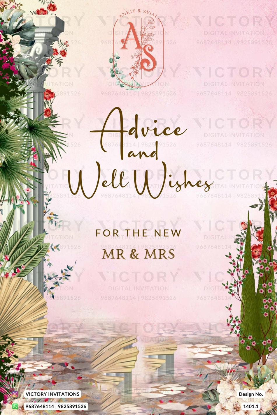 Mayra Welcome Standee design in english language with couple doodle, flowers as floral theme design 1401