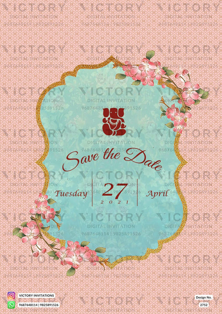Wedding ceremony invitation card of hindu north indian family in English language with Arch theme design 2752