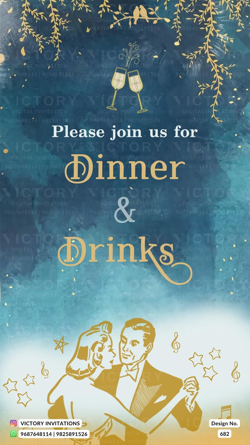 Save the Date card in english language with romantic theme design 682