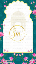 Muslim Save the Date card in english language with arabic theme design 2676