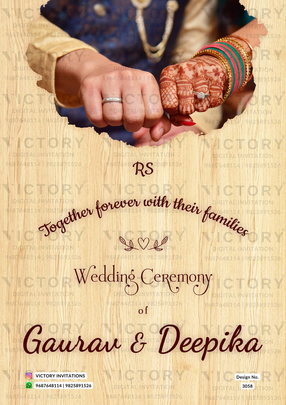Wedding ceremony invitation card of hindu punjabi haryanvi family in English language with Minimalistic theme design 3058