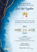 Get Together Party invitation card in english language with champagne glass as glittery theme design 1058