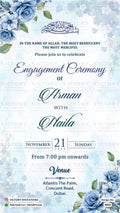Muslim Engagement invitation card of Islamic family in English language with flowers as floral theme design 4023