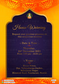 House Warming ceremony invitation card in english language with ganesha logo as Arch theme design 1080