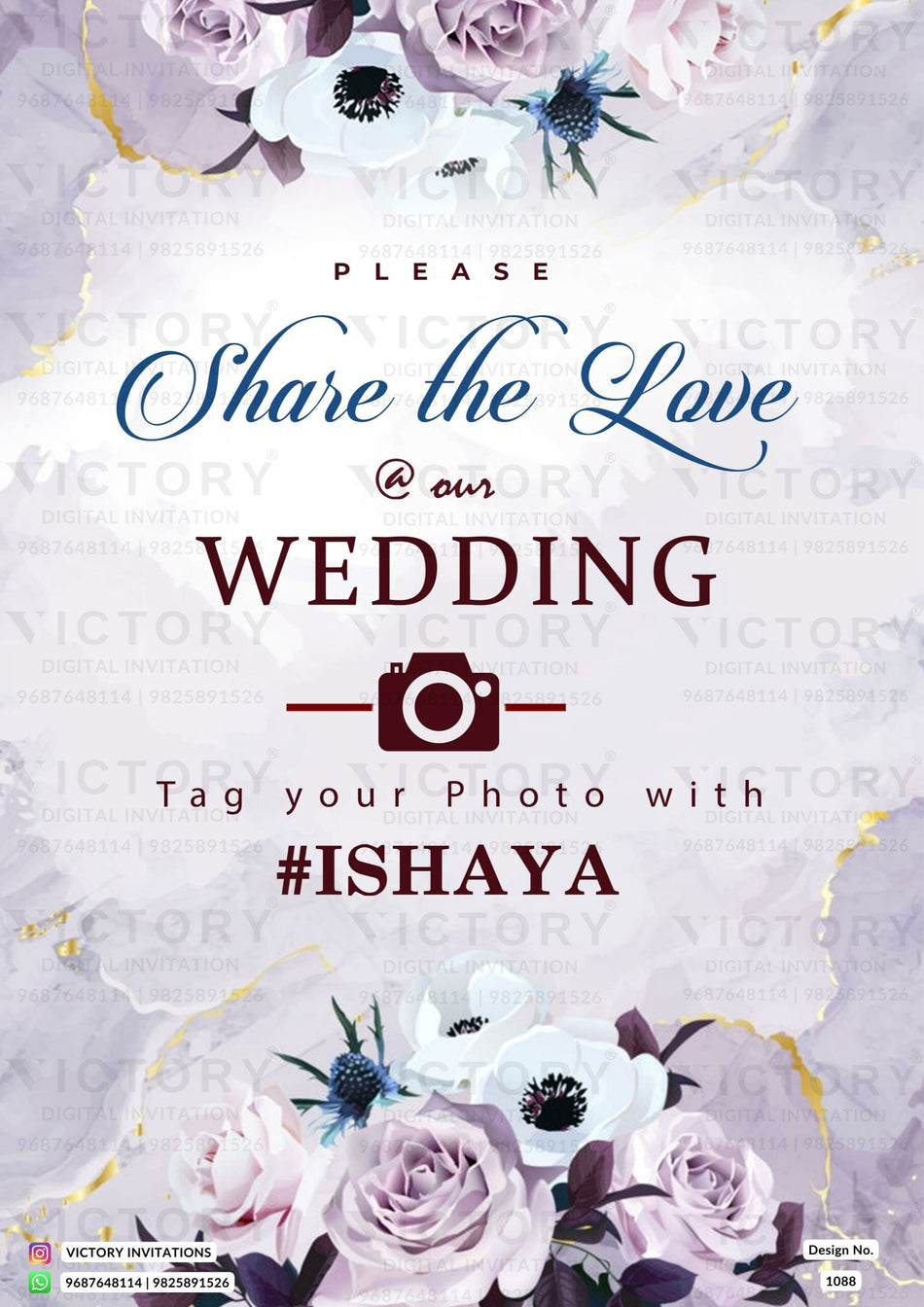 Save the Date card in english language with flowers as floral theme design 1088