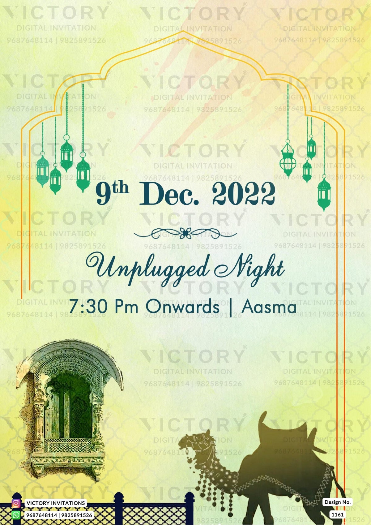 Wedding ceremony invitation card of hindu rajasthani royal family in English language with arch theme design 1161