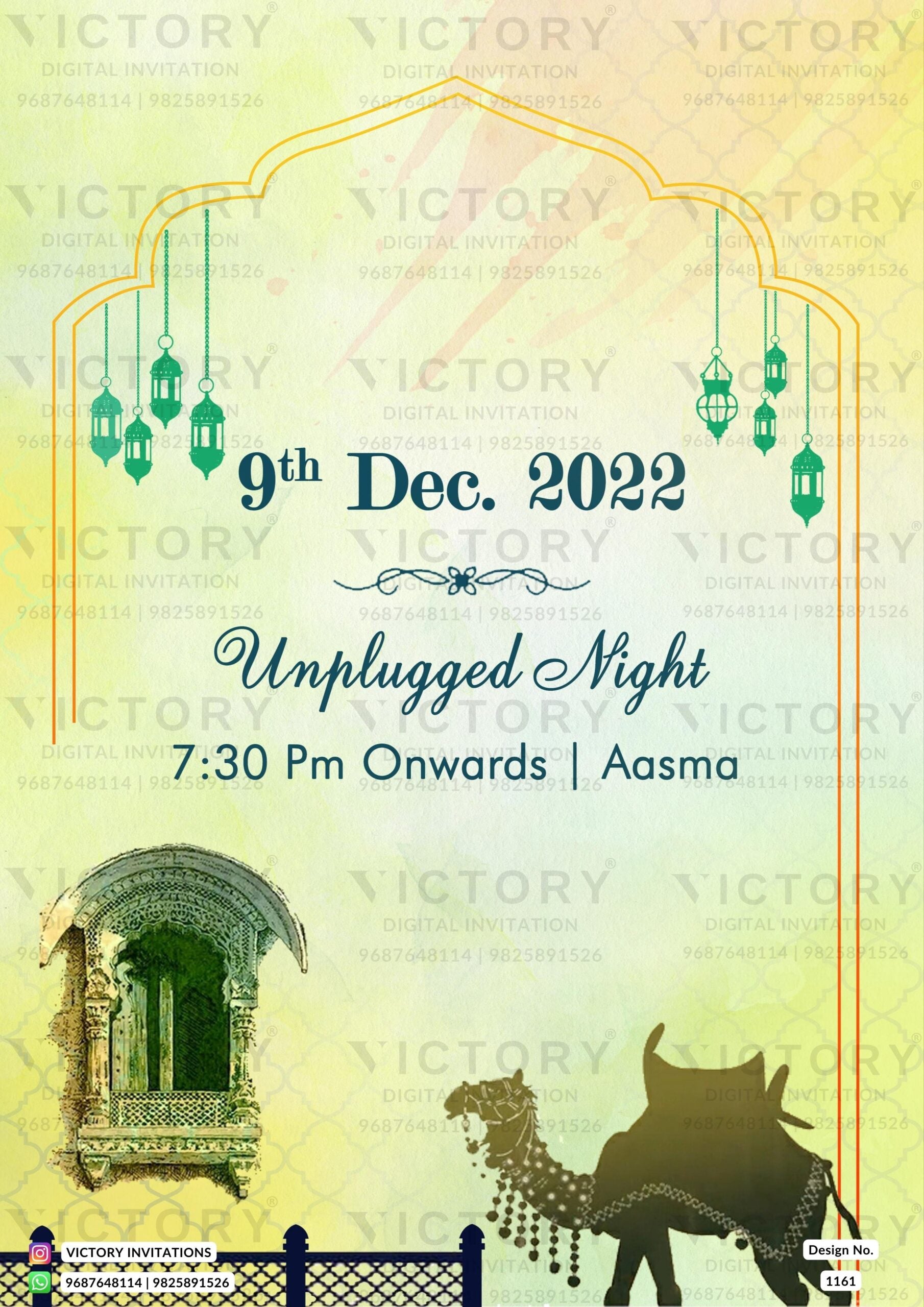 Wedding ceremony invitation card of hindu rajasthani royal family in English language with arch theme design 1161