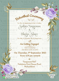 Betrothal ceremony invitation card for Catholic family in english language with frame, flowers as floral theme design 1170