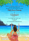 Half Saree ceremony invitation card in english language with beach theme design 1228