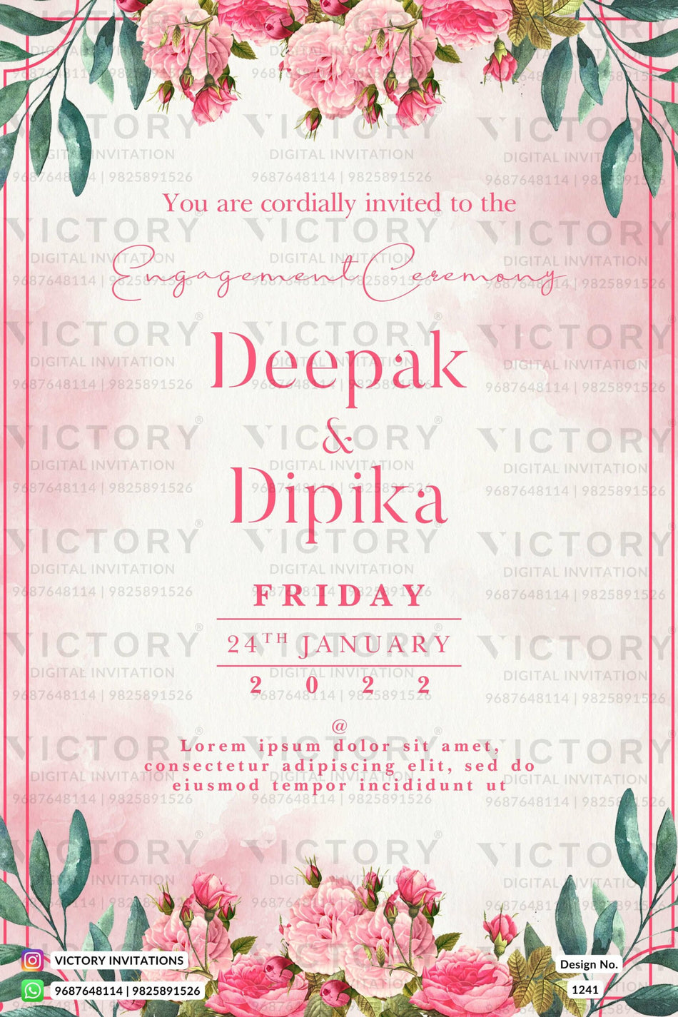 Engagement digital invitation card Design no.1241