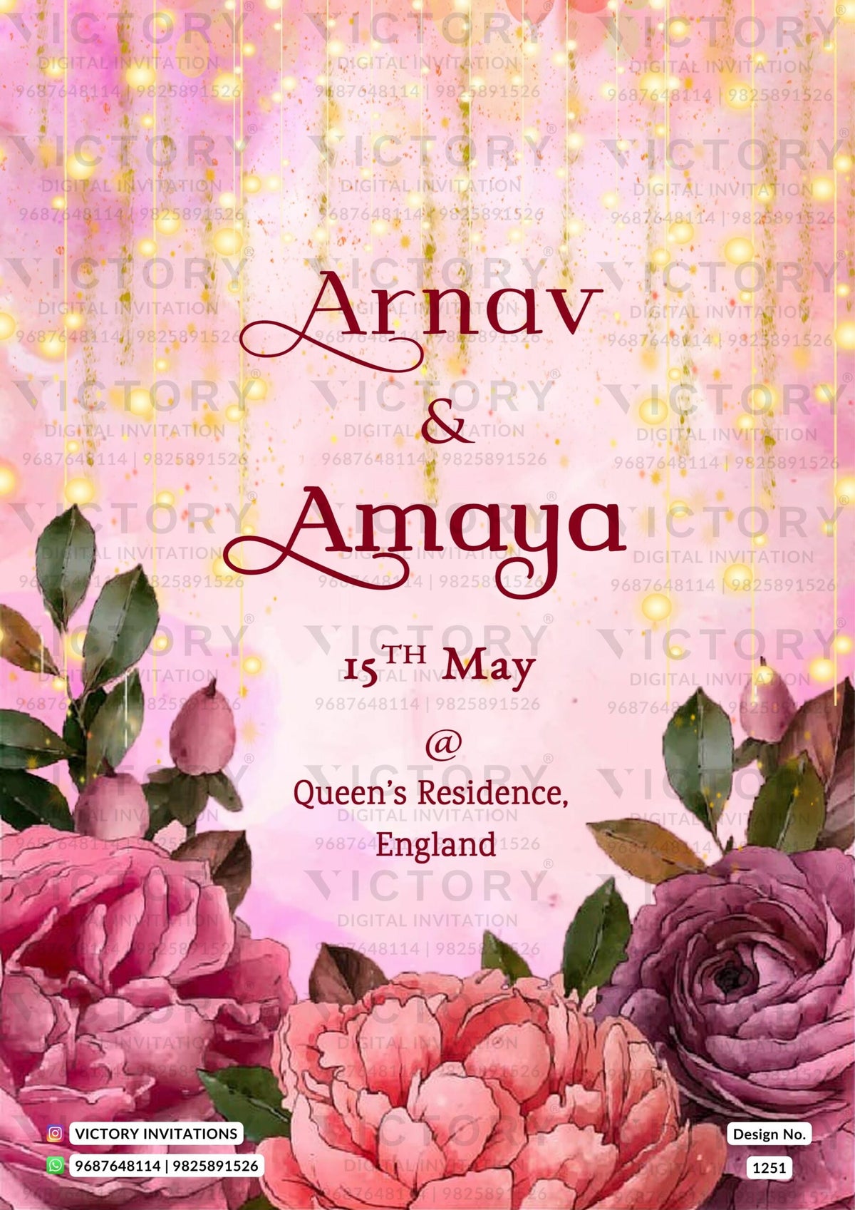 Save the Date card in english language with flowers as floral theme design 1251