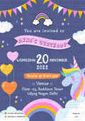 Birthday party invitation card in english language with rainbow theme design 1277