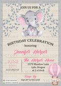 Birthday party invitation card in Hindi language with elephant as cartoon theme design 1278