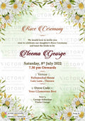 Roce ceremony invitation card in english language with flowers as floral theme design 1292