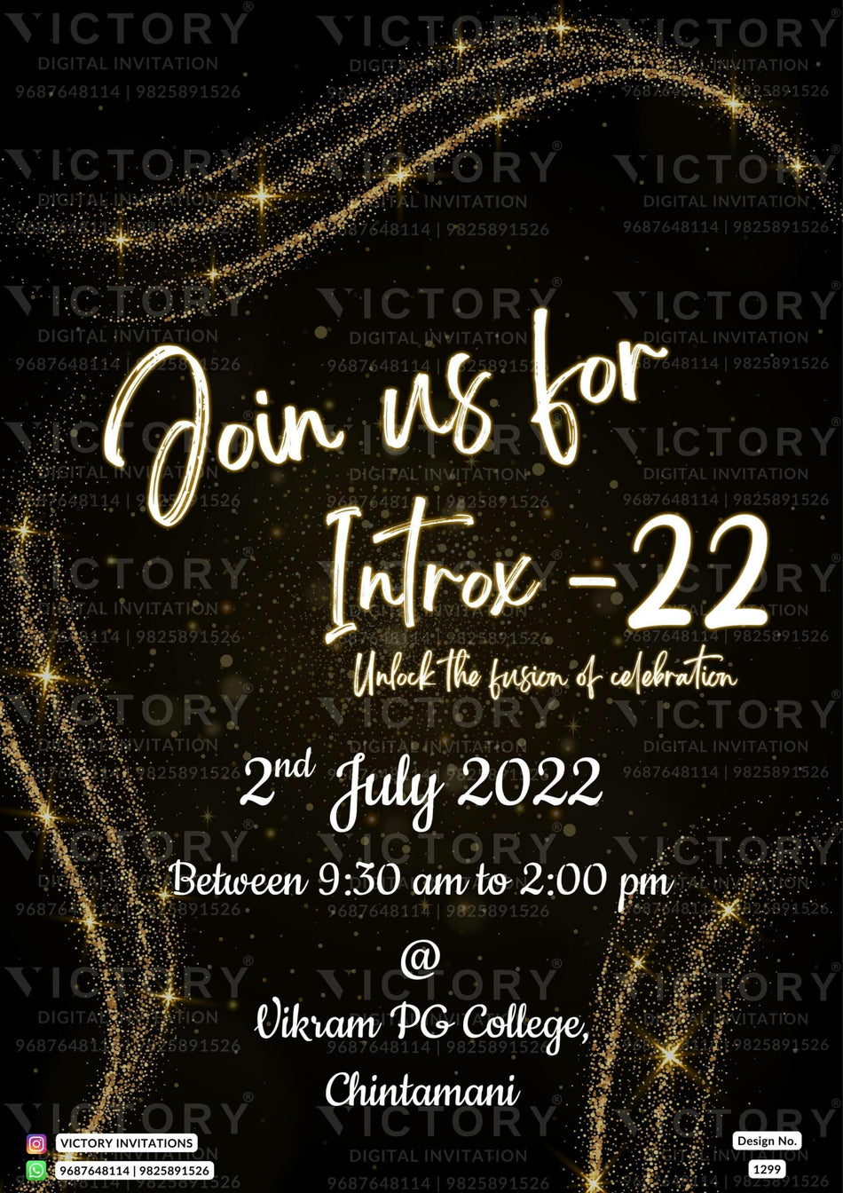 Bachelor Party invitation card in english language with glittery theme design 1299