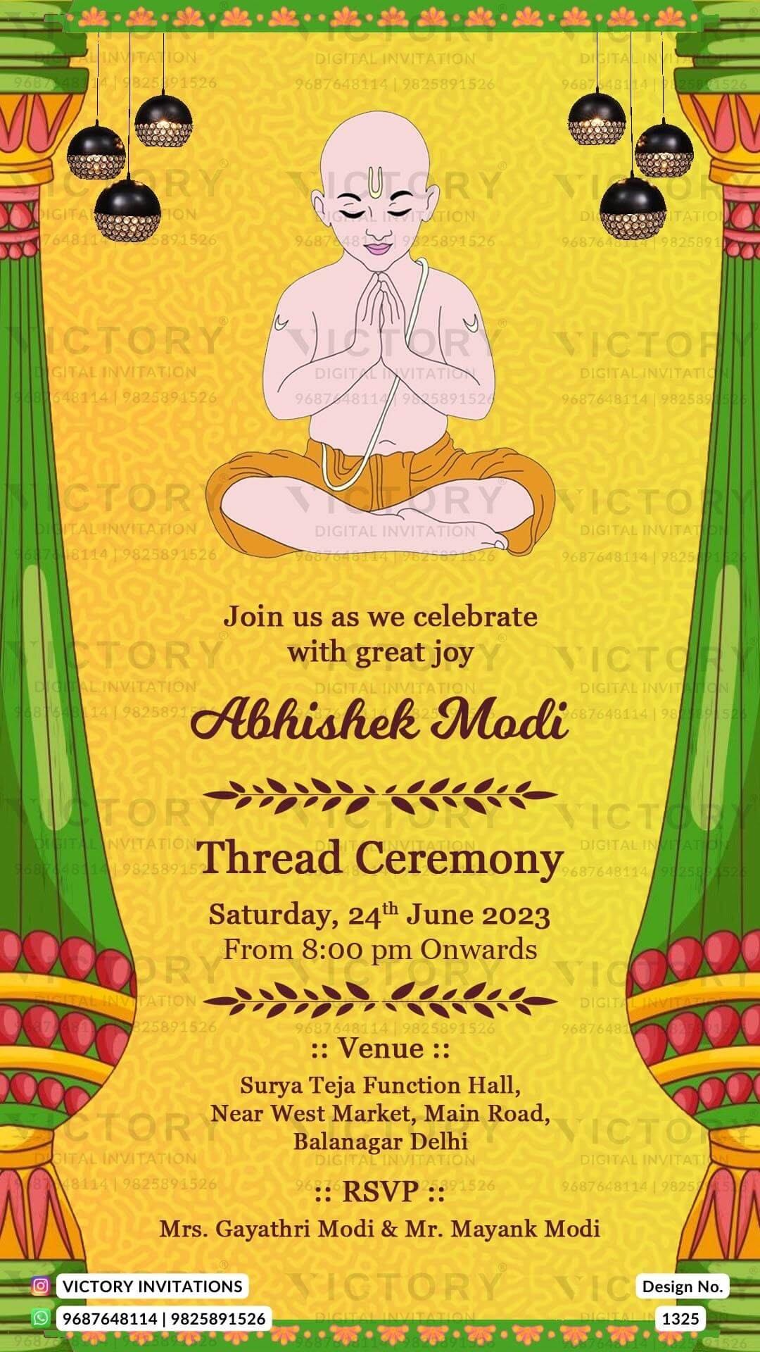 Thread ceremony invitation card in english language with yagnopaveet d ...