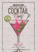 Cocktail Party invitation card in english language with  vintage theme design 1387