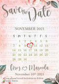 Save the Date card in english language with floral theme design 139