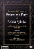 Retirement Party invitation card in english language with frame, leaves as minimalistic theme design 1430