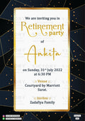 Retirement Party invitation card in english language with frame as glittery theme design 1432