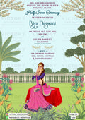 Half Saree ceremony invitation card in english language with garden theme design 1435